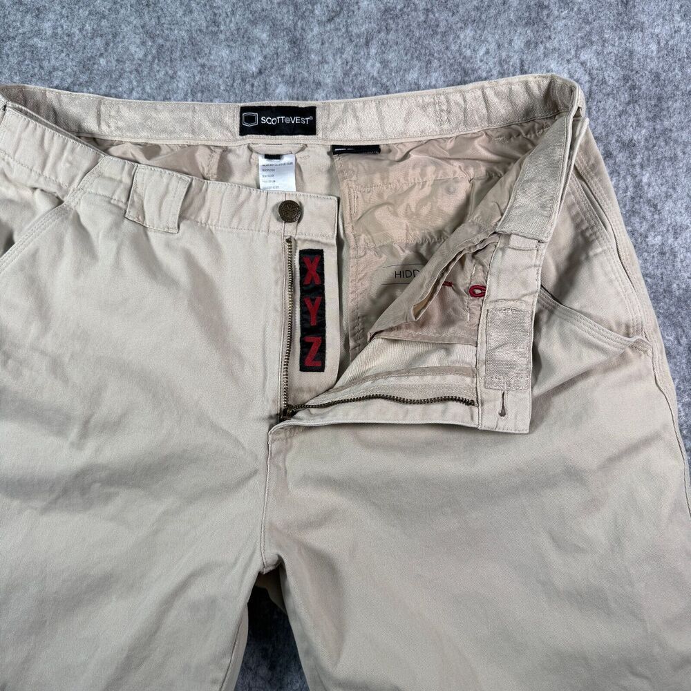 ScottEVest TEC Pants Mens 40x30 Fits 36x28 Beige Magnetic Pockets Nano Tiny Rip - Picture 6 of 12